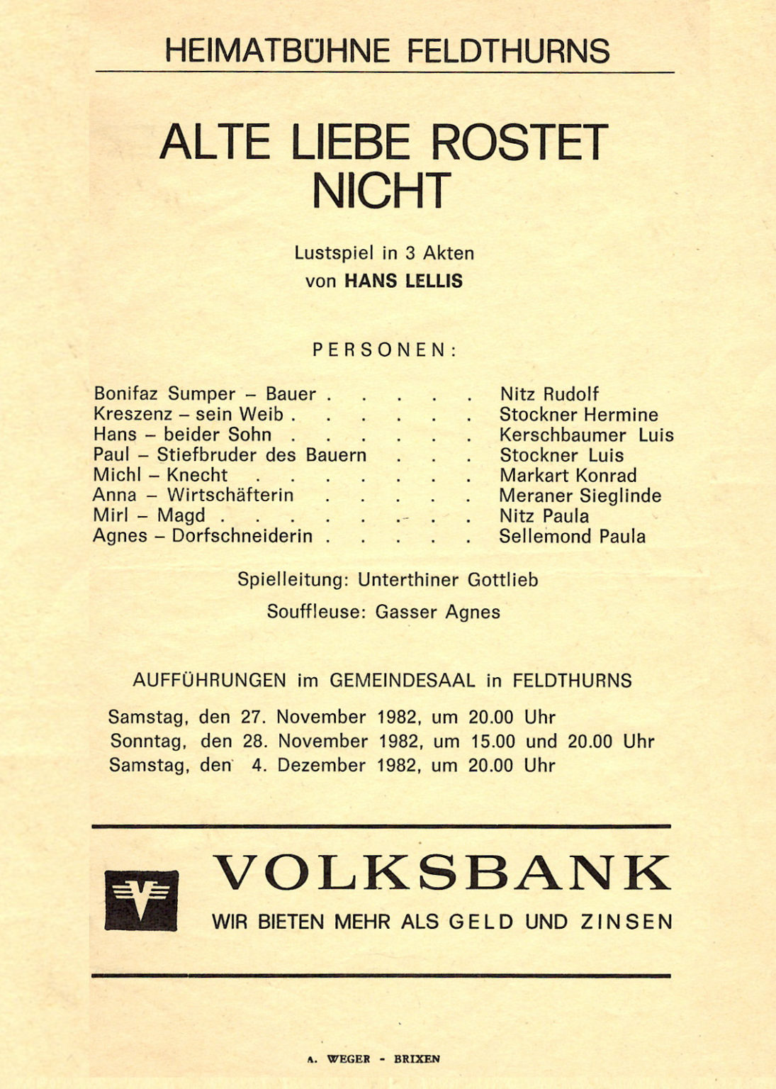Alte Liebe rostet nicht Heimatbühne Feldthurns